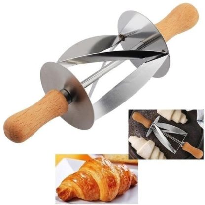 Creative Wooden Handle Stainless Steel Triangle Rolling Dough Cutter for Making Croissant Triangle Rolling Knife For Croissant Bread - Image 4