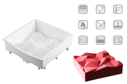 Baking tools White Silicone cake mold , Irregular Pattern Mousse Cover Cake Mould , Square Non Stick Silicone - Image 5