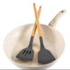 Silicone Kitchen Tools Wooden Handle Cookware set, Spoon, Spatula, Fire-resistant Cooking Set - Image 11