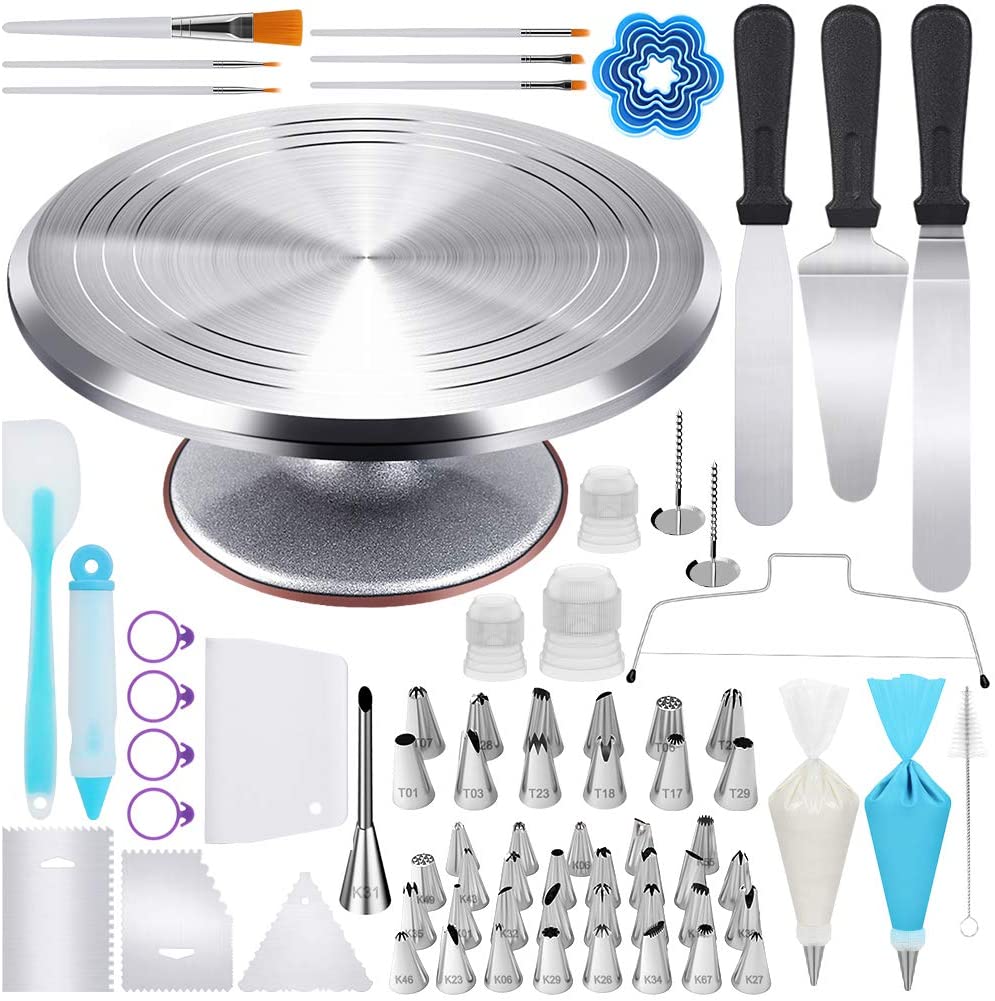 177 Pcs Cake Decorating Kits Supplies – Aluminium Alloy Revolving Cake  Turntable, Numbered Cake Decorating Tips and Frosting Tools for Baking  Cupcake Cookie Muffin Kitchen Utensils – SnailBread