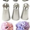 New Ball Russian Stainless Steel Tips Tulip Sphere Whip Cream Buttercream Icing Piping Nozzles DIY Baking Tools Small Torch for Decoration Cupcake Fondant Cake or any Pastry (3 pcs Ball Russian tips)