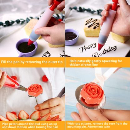 39 pcs Cake Decorating Supplies,  Professional Cupcake Decorating Kit Baking Supplies Rotating Turntable Stand, Frosting, Piping Bags and Tips Set, Icing Spatula and Smoother, Pastry Tool - Image 4