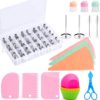69pcs Piping Bags and Tips Set, Cake Decorating Kits Stainless Steel Baking Tips,3 Reusable Silicone Pastry Bags,3 Icing Smoother, 3 Couplers,6 Silicone Cupcake Baking Cups for Baking Decorating Cake