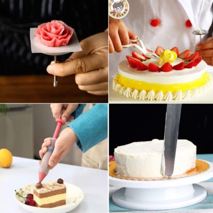 39 pcs Cake Decorating Supplies,  Professional Cupcake Decorating Kit Baking Supplies Rotating Turntable Stand, Frosting, Piping Bags and Tips Set, Icing Spatula and Smoother, Pastry Tool - Image 6