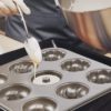 Doughnut Mould Non Stick Coating 9 Holes Carbon Steel Baking Tray for Cake Biscuit Bagel Sandwich Muffin 10.2X10.2 Inch - Image 2