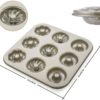 Doughnut Mould Non Stick Coating 9 Holes Carbon Steel Baking Tray for Cake Biscuit Bagel Sandwich Muffin 10.2X10.2 Inch - Image 5
