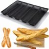 Nonstick Silicone Baguette Mold Perforated French Bread Molds for Baking Tray, Hot Dog Molds, Baking Mat Bread Pan Stick Baking Sheet 5 Black Bread