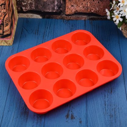 12 Cups Silicone Muffin Pan - Nonstick BPA Free Cupcake Pan 1 Pack Regular Size Silicone Mold - Image 3