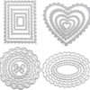 4 Pieces Metal Die Cuts in Rectangle, Heart, Round and Oval Shape Metal Cutting Stencil Embossing Dies Template Metal Cutting Dies for DIY Scrapbook Album Paper Card Cake Topper Craft Making