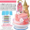 333pcs Cake Decorating Kit - Complete Cake Decorating Supplies & Baking Supplies - Baking Kit with 2 Piping Bags and 55 Tips - Frosting Bags and Tips with Turntable - Cupcake Decorating Kit - Image 5