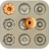 Doughnut Mould Non Stick Coating 9 Holes Carbon Steel Baking Tray for Cake Biscuit Bagel Sandwich Muffin 10.2X10.2 Inch