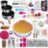 360 Pcs Cake Decorating Supplies Kit with Baking supplies- Springform Pan Set -Cake Turntable stand-55 Numbered Piping Tips & Bags 7 Russian tips Icing Spatulas Fondant tools Measuring cups & Spoons