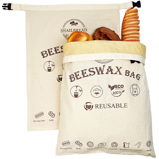 SNAILBREAD Reusable Beeswax Bread Bags for Sourdough: XL Eco-Friendly Fresh Food Storage (13x17in, 2 Pack) | Moisture Lock, Sustainable Homemade Bread Preservation